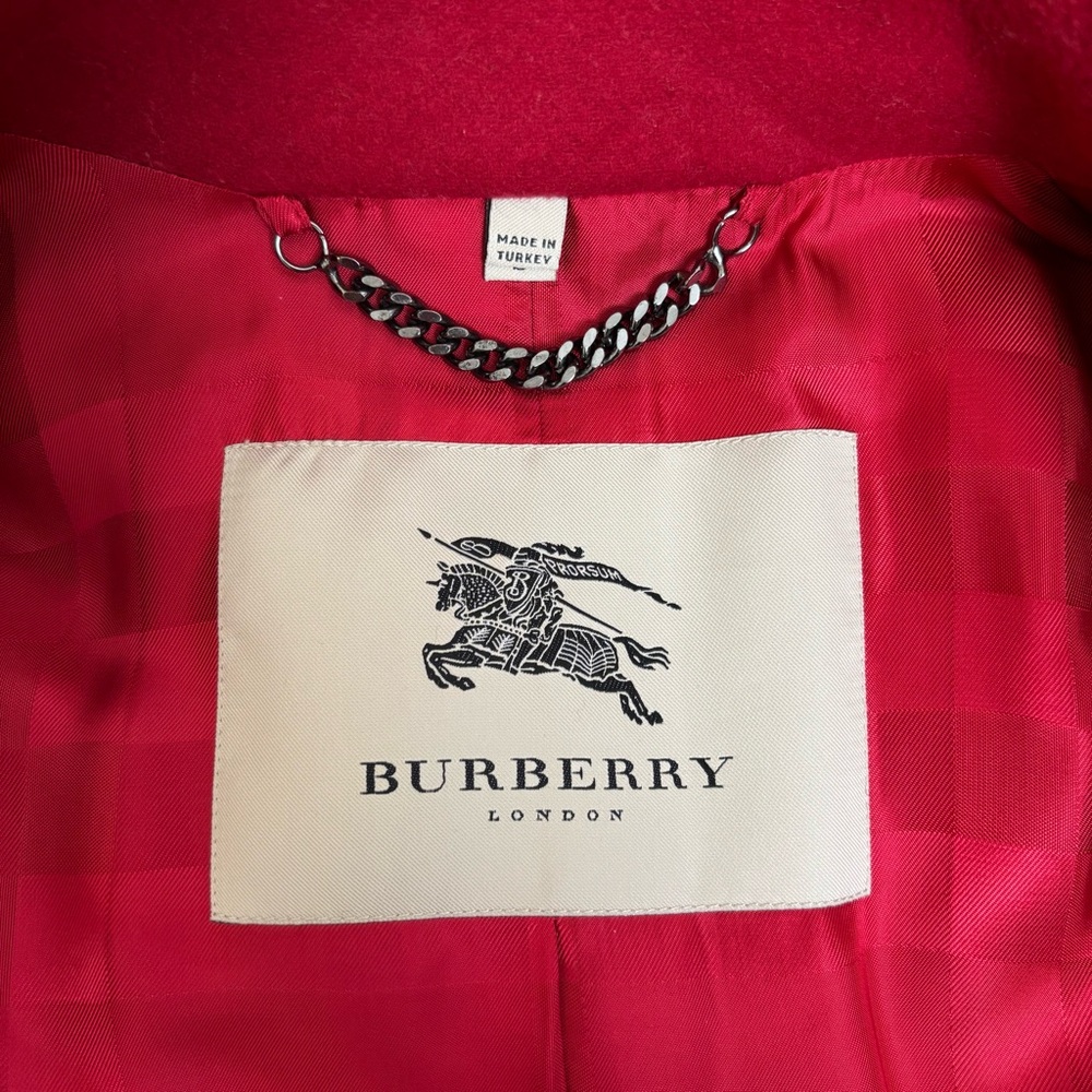 Burberry Red Wool Cashmere Peacoat Double Breasted Jacket Coat Size Small - Picture 4 of 7